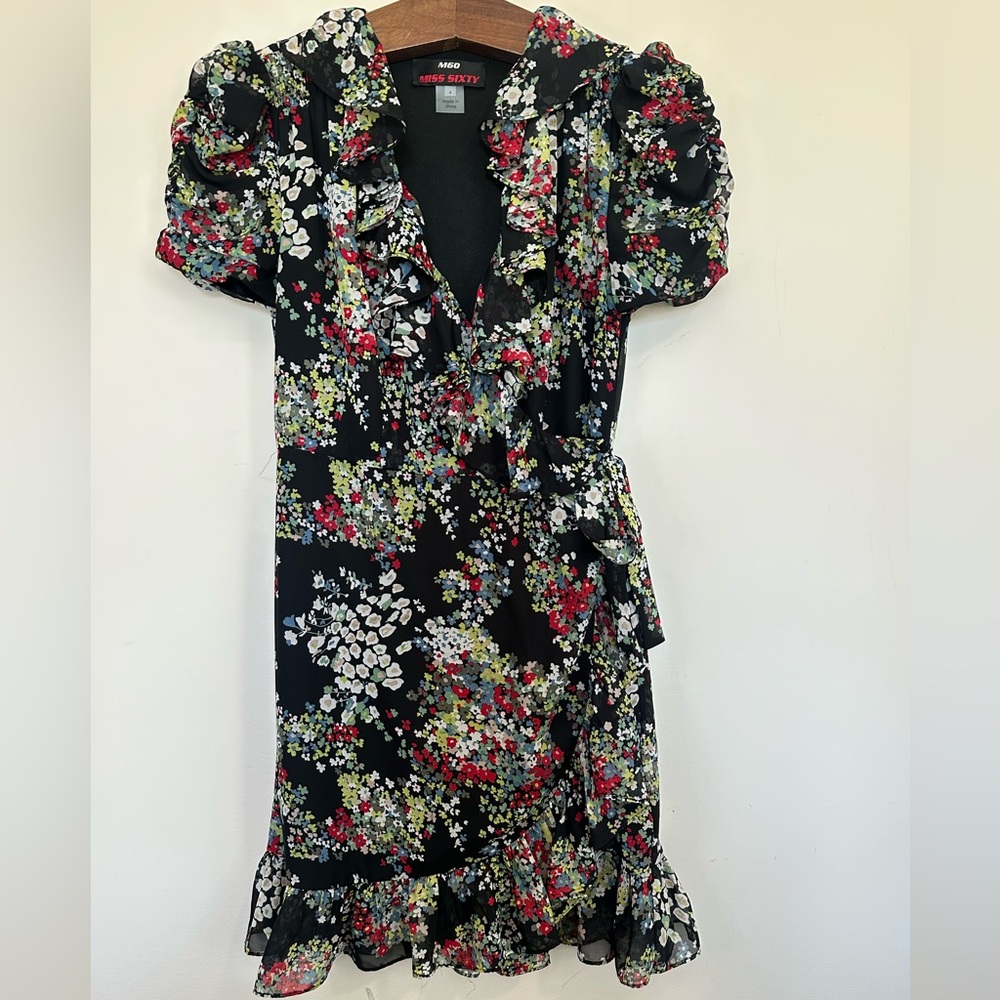 Vintage Miss Sixty Y2K Puff Sleeve Wrap Dress
